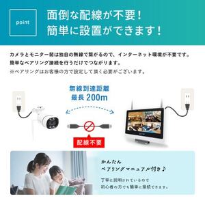 Par12インチ液晶一体型録画装置1TB＆監視・防犯カメラ1台セット 300万画素 屋外【1490408】