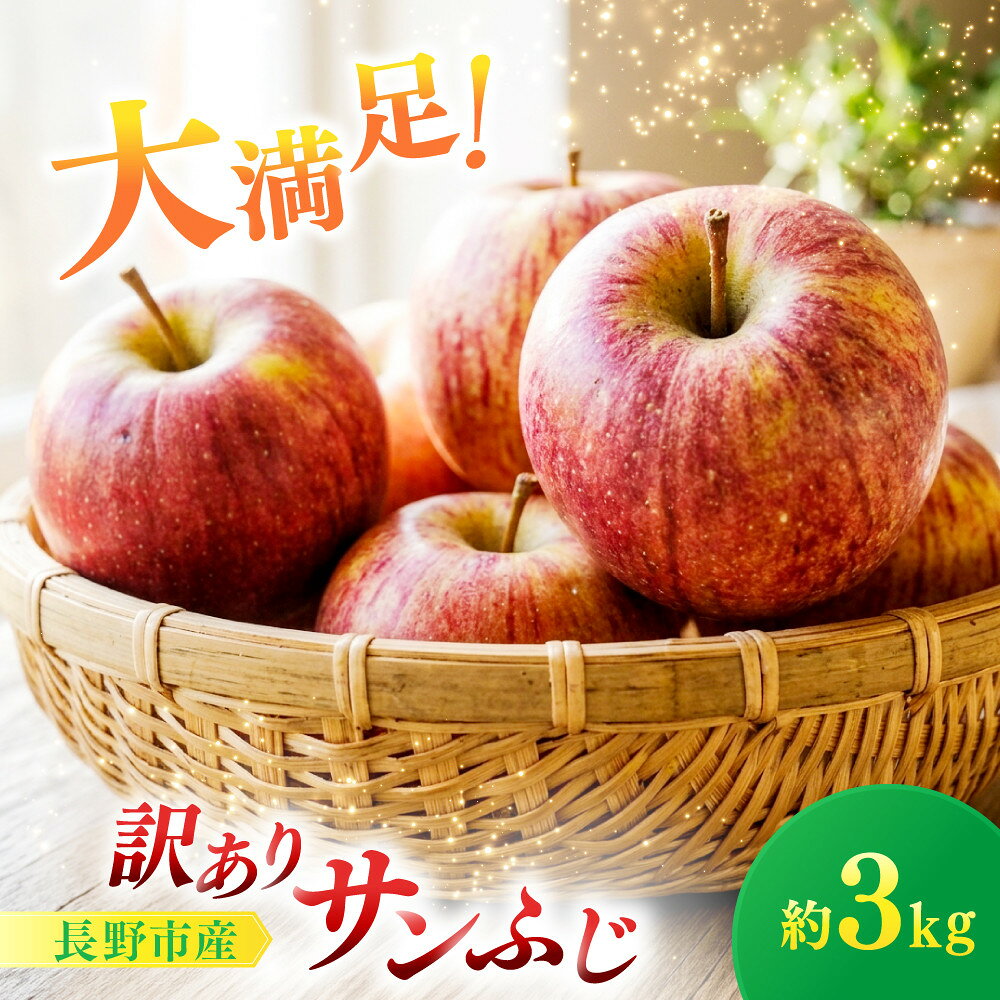 【ふるさと納税】サンふじ（訳あり）3kg | りんご フルーツ 果物 サンふじ 訳あり 人気 おすすめ ギフト プレゼント 送料無料 長野県 長野市 信州 信濃 ふるさと納税