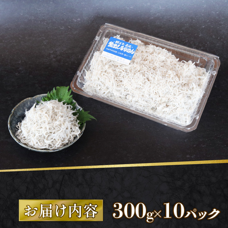 釜揚げしらす 3kg 小分け 冷凍配送 お取り寄せ しらす丼 丼ぶり 魚 しらす ご飯 ごはん シラス丼 魚介 小魚 鮮魚 海鮮 ちりめんじゃこ おつまみ ふりかけ 産地直送 高知県産しらす 高知県 南国市