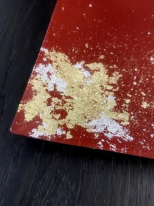 スクエアプレート(D) 古代塗り金箔本朱［NF208］