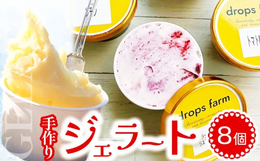 【 数量限定 】 手作りジェラート 8個 セット （4種 × 各2個 ）｜ drops farm ドロップスファーム 地域地消 てづくり ジェラート スイーツ ソルベ 詰合せ デザート 洋菓子 菓子 いちじく レモン ラズベリー ブラックベリー トマト 紅茶 オススメ 千葉県 君津市 きみつ