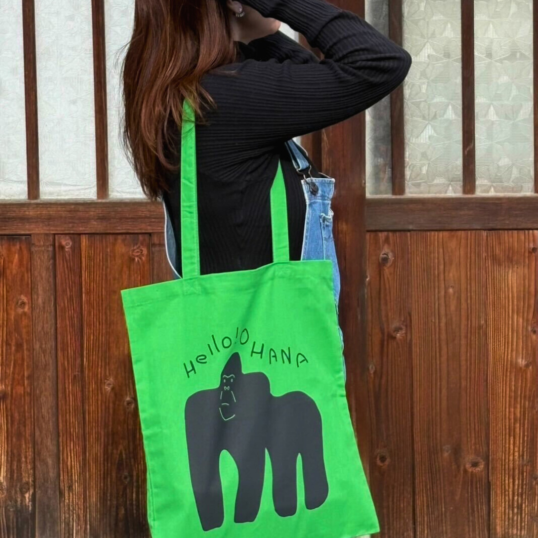 動物デザインのトートバッグ（グリーン）