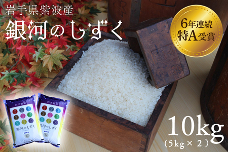 ★令和6年産★特A受賞【銀河のしずく】10kg（5kg×2袋）岩手県紫波町産 (AD058)