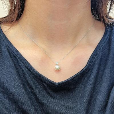 ふるさと納税 天草市 真珠 ネックレス ダイヤ 8mm - 8.5mm ホワイトピンク K18WG_S101-440 |  | 01