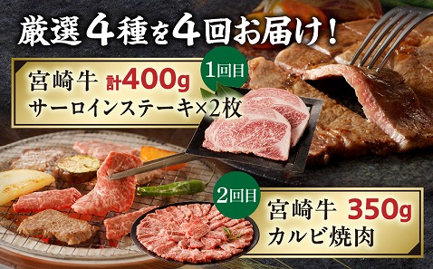 【定期便全4回】宮崎牛づくしコース