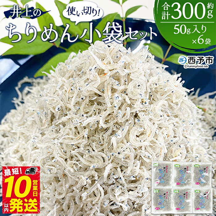 【ふるさと納税】＜井上のちりめん 使い切り小袋セット 合計約300g（50g入り×6袋）＞ ちりめんじゃこ セット おやつ おつまみ 便利 海鮮 井上水産 特産品 お取り寄せ お祝い 特産品 ギフト お歳暮 御歳暮 熨斗 愛媛県 西予市【冷蔵】『最短10営業日以内に順次発送予定』