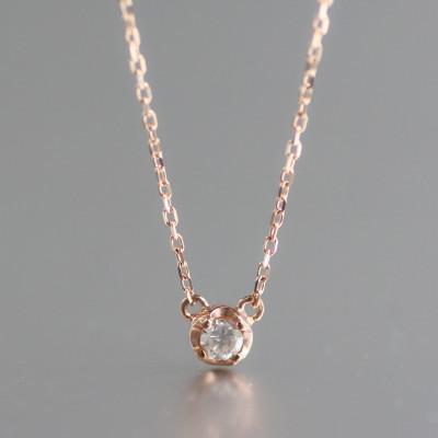 ふるさと納税 大津市 【10金ピンクゴールド ダイヤモンドネックレス】0.05ct 可愛さと上品さを兼ね備えたペンダント |  | 01