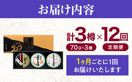 【12回定期便】ささ漬詰め合わせ 70g×3個 (のどぐろ・小鯛・昆布〆)【配送不可地域：離島】 小浜市 / 小浜海産物[BFAA126]