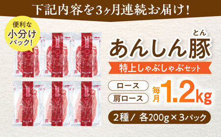 【3回定期便】あんしん豚 特上しゃぶしゃぶセット 豚肉 ロース 国産 白川町 / 藤井ファーム[AWAF010]
