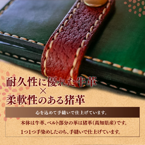 【ふるさと納税】【マホガニーカラー】＜猪牛 本革 財布＞2つ折り 二つ折り 6色からカラー選択可 コンパクト 色が選べる 猪革 牛革 ジビエレザー 小物 ウォレット おさいふ 革工房Tail