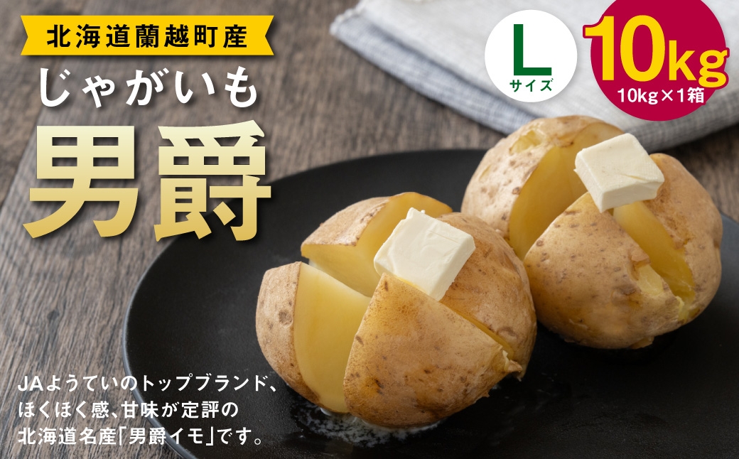 
                  じゃがいも （ 男爵 ） Lサイズ 約10kg × 1箱 約10kg （ JA ） ジャガイモ ポテト いも イモ 芋 男爵イモ 野菜 やさい 甘味 ホクホク 国産 北海道産 【 2026年9月下旬～2027年2月下旬迄発送予定 】
                