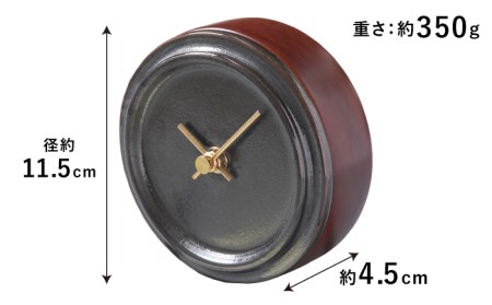 タイルと木のシンプルな手作り時計 TILE WOOD CLOCK 壁掛け・置き時計 『メタル釉』【杉浦製陶】 インテリア 雑貨 おしゃれ [TAO019]