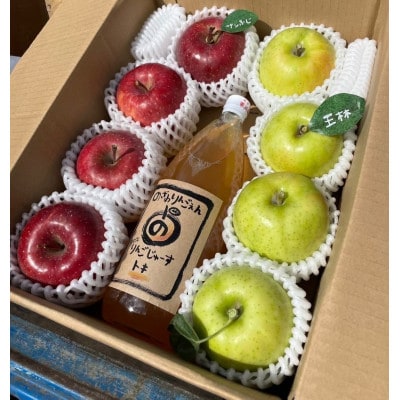 (2026年産予約)葉とらずふじ・王林　りんご100%ジュース詰め合わせ3kg(家庭用)【配送不可地域：離島・沖縄】【1181952】