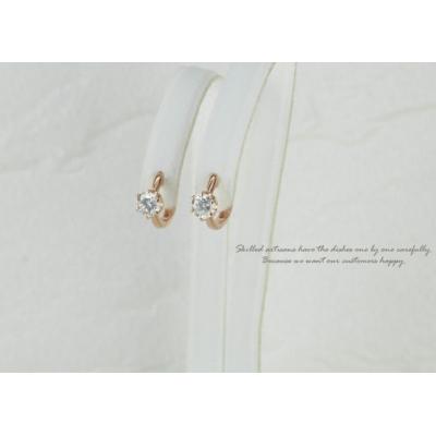 ふるさと納税 甲府市 【K10PG】ダイヤモンド 一粒石 フープピアス le1182k10pg |  | 01