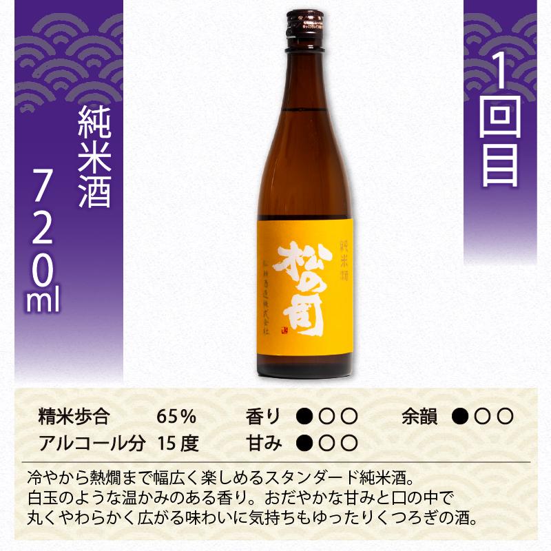 定期便 日本酒 松の司 純米酒 3本 ( 1種類 × 3回 ) 720ml 「純米酒」 「生酛純米酒」 「特別純米酒」