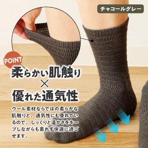 光吸収発熱ウール「ウォームファーム ボーダー柄靴下」（オレンジ） 靴下 ウール 天然繊維 バナウォーム 暖かい 山梨 富士吉田