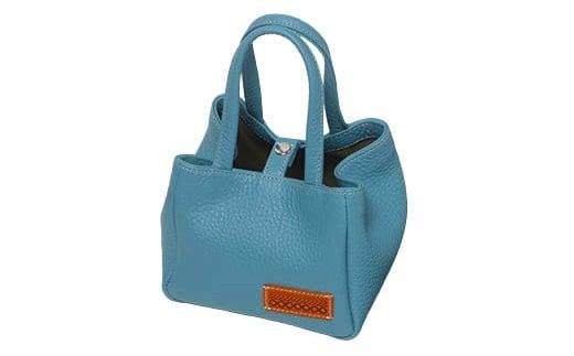「三嶋柄入り」ハンドメイド 牛革 ミニバッグ (小 )＜水色＞ハンドメイド ミニバッグ やわらかい 牛革 裏地 は 綿 を使用 かわいい おしゃれ レディース シンプル 贈り物 ギフト プレゼント 手提げ バック