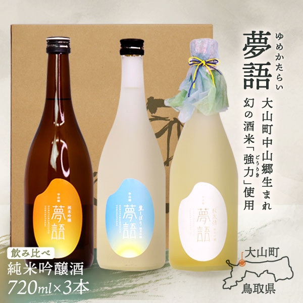 【ふるさと納税】HT-15　純米吟醸酒（720ml） 3本セット ギフト まろやか 純米 吟醸 鳥取県 鳥取県産 大山町 大山 お土産 お取り寄せ 鳥取 秘蔵酒 瓶 箱入り 一升瓶 720mL プレゼント おもたせ 宴会 飲み比べ