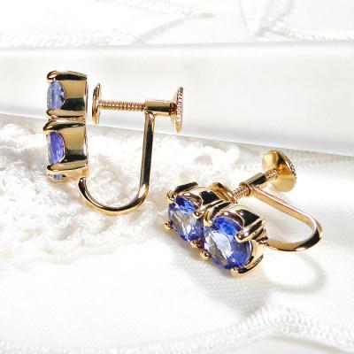 ふるさと納税 韮崎市 イヤリング K18 イエローゴールド タンザナイト 大粒 ねじ式 【f205-k18yg】 |  | 03