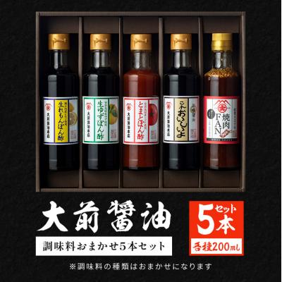 ふるさと納税 安芸高田市 大前醤油おまかせ 200ml×5本セット 調味料 醤油 詰め合わせ [No5895-0746]