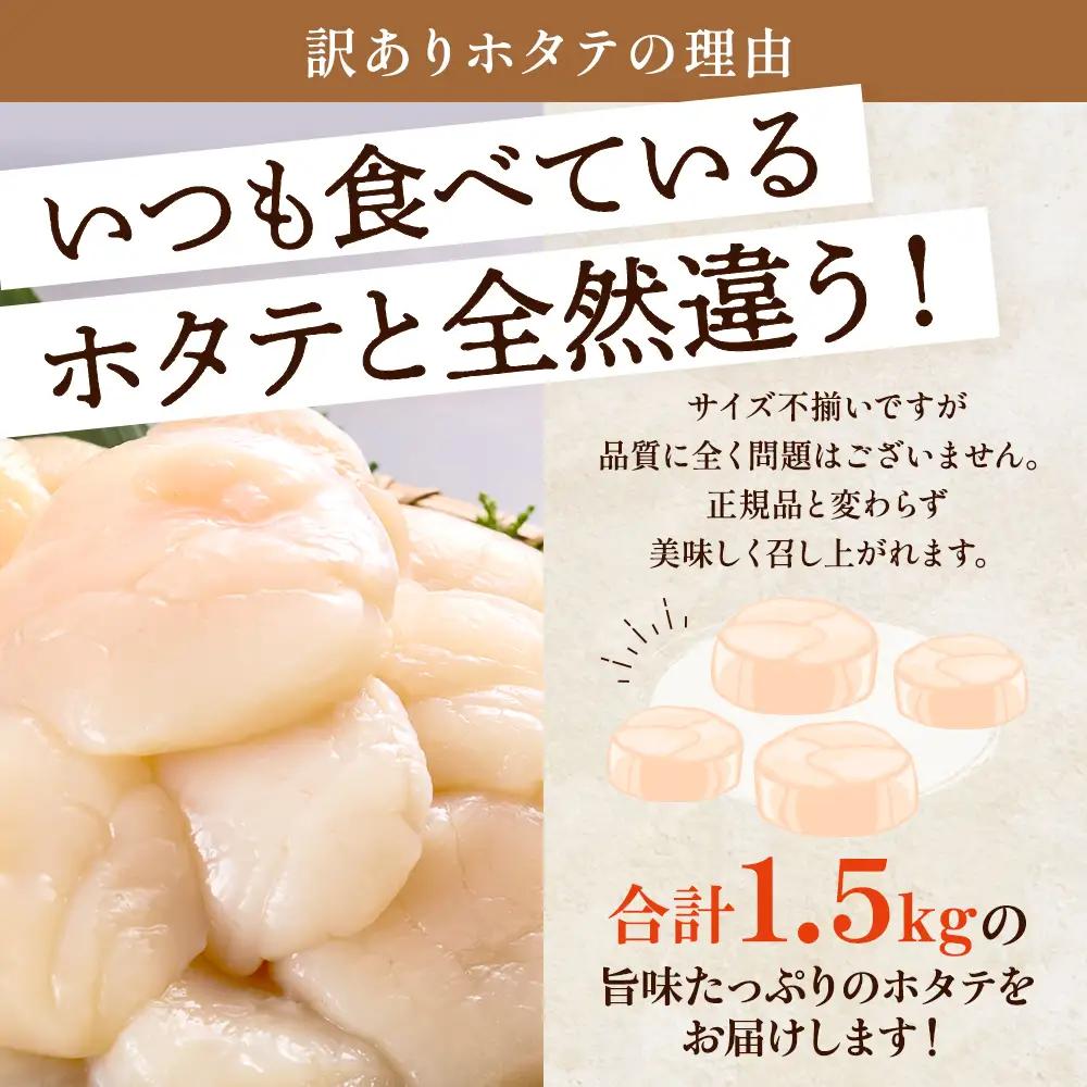 【訳ありホタテ】ホタテ貝柱 1.5kg 【AF】