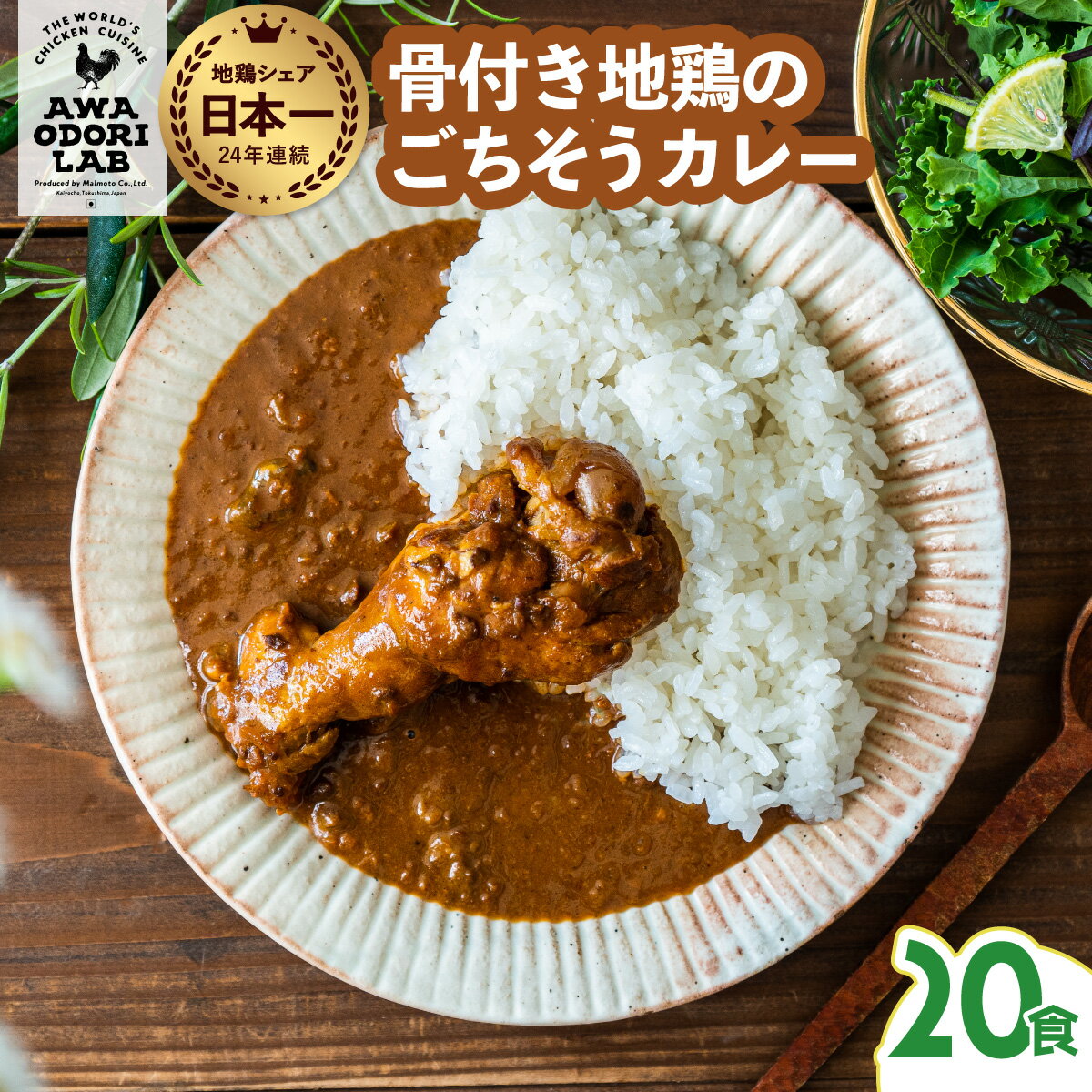 【ふるさと納税】 カレー レトルト 阿波尾鶏 20食入り 骨つき地鶏のごちそうカレー 徳島 地鶏 あわおどり お手軽調理 簡単調理