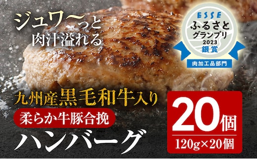 
										
										九州産黒毛和牛入 生ハンバーグ 20個入 肉汁たっぷり 120g×20個 黒毛和牛 九州産 牛豚合挽 ハンバーグ 柔らかい 肉 牛 小分け お取り寄せグルメ お取り寄せ グルメ 九州 福岡県 古賀市
									