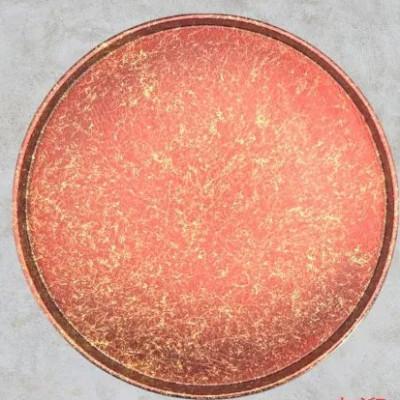 ふるさと納税 九度山町 木製 丸トレイ　乱糸 (マット仕上げ)　赤溜