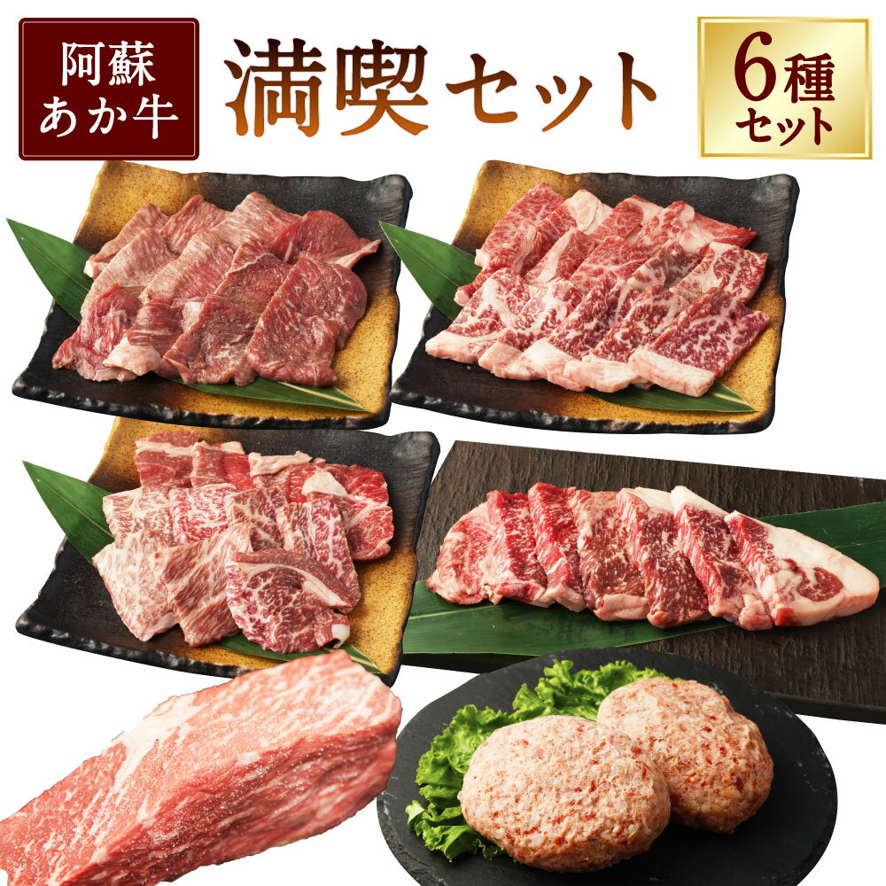【ふるさと納税】阿蘇あか牛満喫セット モモ・上カルビ・上ロース・サーロイン・ハンバーグ・丼 計約680g 牛肉 お肉 赤身 サシ 霜降り ローストビーフ さしみ醤油 詰め合わせ プレゼント 贈り物 冷凍 熊本県産 国産 熊本県 湯前町 送料無料