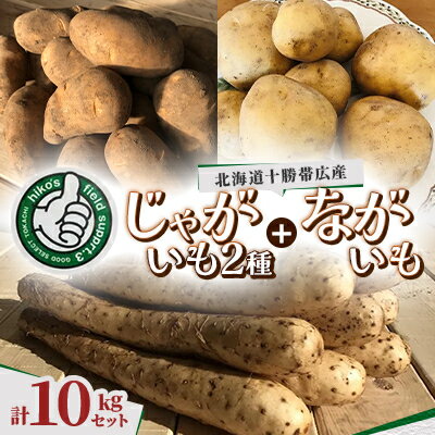【ふるさと納税】 じゃがいも2種+ながいも 計10kgセット　北海道十勝帯広産【1497187】