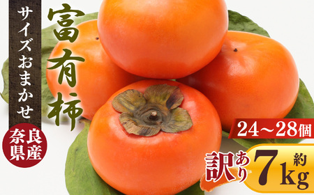 【訳あり】富有柿 約7.0kg サイズおまかせ（24個～28個）※着日指定不可※2026年11月上旬頃～12月中旬頃に順次発送予定 |  果物 柿 熊代農園 | 奈良県 五條市