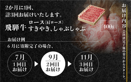 《定期便》飛騨牛ロースすきやき、しゃぶしゃぶ　贅沢三昧定期便 3回 2か月に1回お届け ロースすき焼き しゃぶしゃぶ 牛肉 国産 A5 等級 だるまミート 岐阜県 白川村 贅沢 冷凍 75000円 [