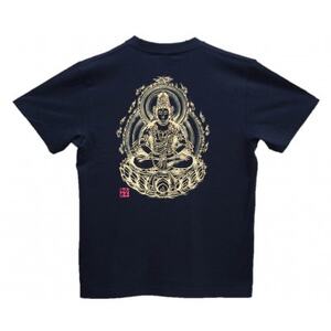 手描きTシャツ 仏画 大日如来 黒 (半袖 Lサイズ)【1615084】