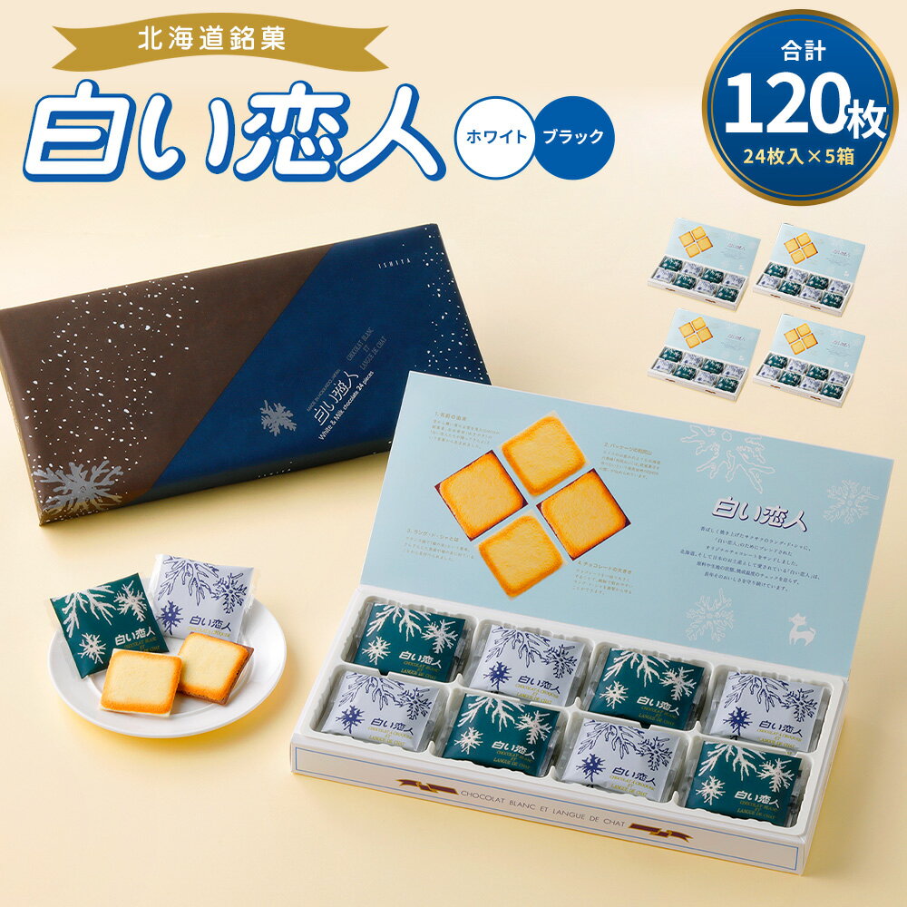 【ふるさと納税】白い恋人 ホワイト＆ブラック 合計120枚 24枚入 5箱 チョコ ホワイトチョコ チョコレート菓子 洋菓子 お菓子 焼き菓子 ラングドシャクッキー 北海道 北広島市製造 送料無料