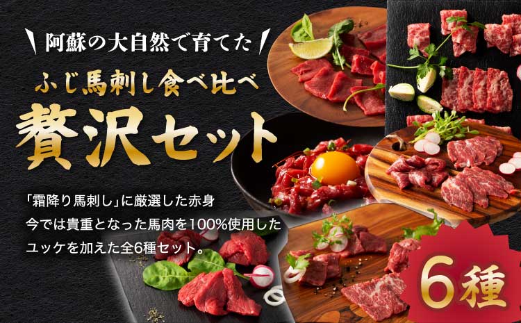 「本場・熊本」 霜降り馬刺しと赤身の贅沢6種セット 馬肉 馬刺し  肉 生肉 刺身 お肉 馬 三枚バラ メン 大トロ 中トロ ヒレ シャトーブリアン ロース ユッケ 赤身 霜降り サシ 熊本 熊本県 