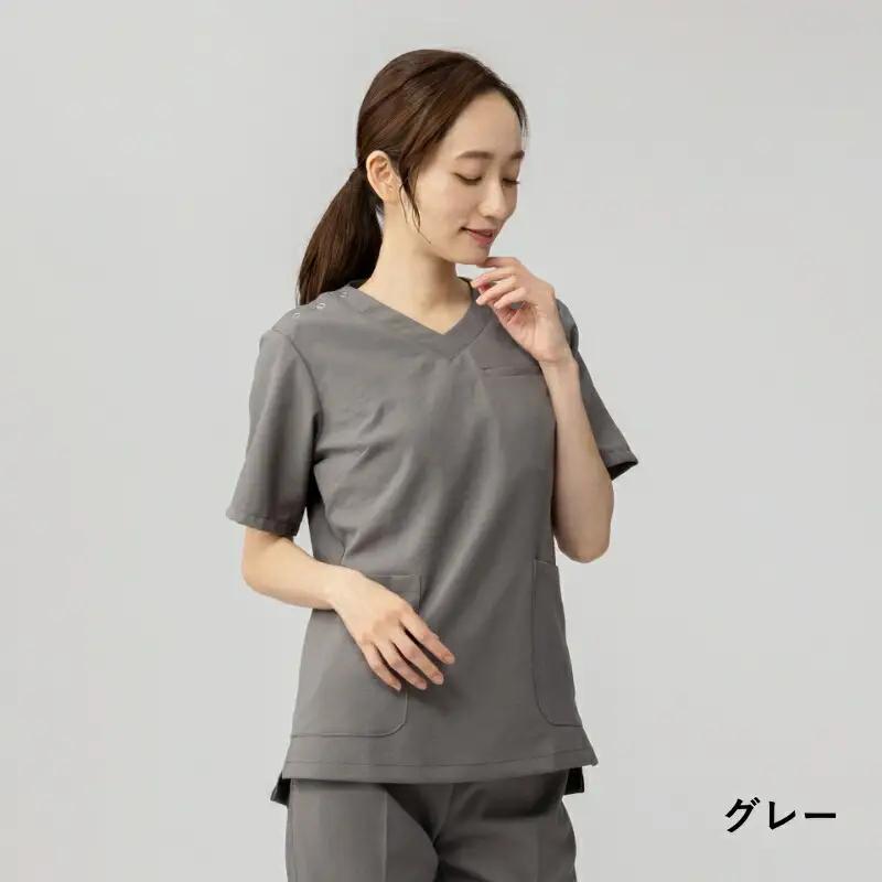 レピウスの白衣 【レディース】スクラブ リンクル / ネーム刺繍付き (カラー：グレー、サイズ：XS)_0113-019-T05-2-1