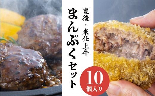 ハンバーグ メンチカツ セット 計10個 豊後・米仕上牛 手作り 牛肉 大満足 肉 夕飯 時短 便利 惣菜 冷凍 【スピード発送】