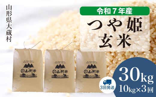 ＜令和7年産米＞ 令和8年1月下旬より発送 特別栽培米 つや姫【玄米】30kg 定期便 (10kg×3回)