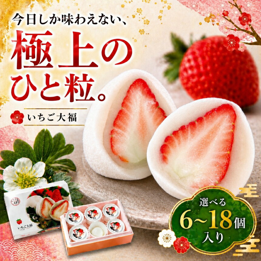 【ふるさと納税】≪選べる容量≫「まるごとワイド」で絶賛！午前0時のいちご大福6個入 1箱 2箱 3箱 | 菓子 和菓子 スイーツ おやつ デザート 紅ほっぺ 苺 イチゴ 白あん 白餡 朝採れ 新鮮 手作り 期間限定 静岡県 伊豆の国市