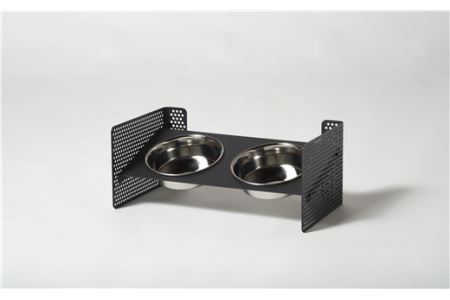 ＤＩＳＨ　ＳＴＡＮＤ（ペット用食器スタンド）【サイズ：Ｓ　カラー：サテンブラック】※高さ・角度調整可能　組立式