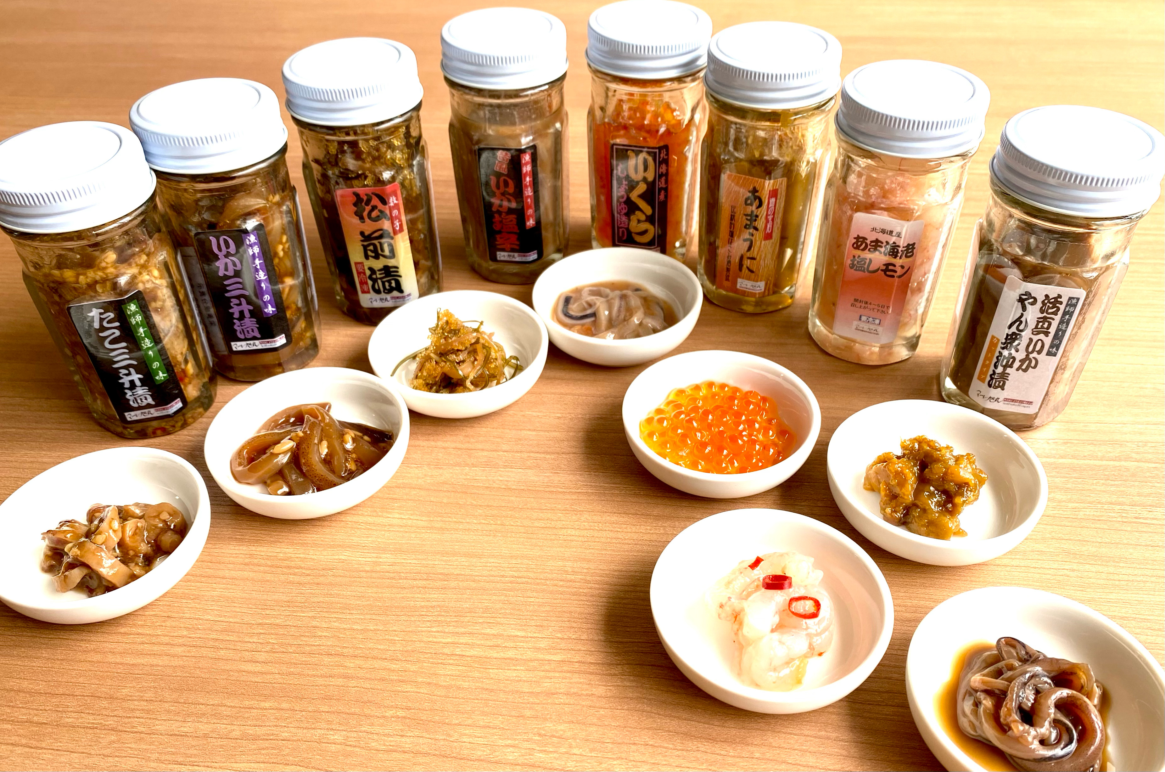 【北海道産生珍味詰め合わせ】船長の海鮮たまて箱C 8種詰め合わせ いくら醤油漬 松前漬 いか三升漬 いか塩辛 たこ三升漬 甘えび 活いか あまうに 冷凍 海鮮 せたな町 ふるさと納税_イメージ3