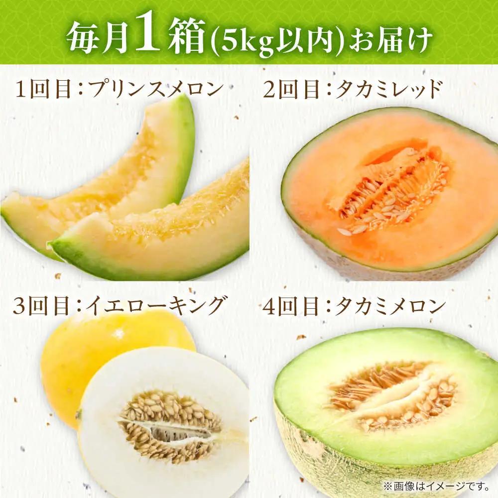 【2027年4月下旬-発送】【4回定期便】メロン 4種 食べ比べ / プリンスメロン イエローキング タカミレッド タカミメロン / メロン めろん フルーツ 果物 / 南島原市 / 南島原果物屋[S