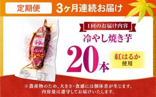 【全3回定期便】紅はるか 冷やし焼き芋 20本 / 焼き芋 やきいも 焼きいも 焼いも 焼芋 さつまいも 紅はるか ねっとり しっとり 甘い おやつ 芋 スイーツ / 亀山市 / 芋笑 [AMBU020]