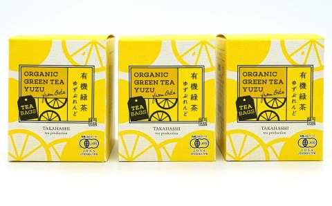 有機ゆずをふんだんに使ったブレンドティー「有機緑茶ゆずぶれんど(ティーバッグ)」3個セット