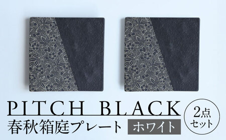 【美濃焼】 PITCH BLACK 春秋箱庭プレート ホワイト 2点 多治見市 / 丸健製陶 小皿 ペア プレート 皿 セット[TAY085]