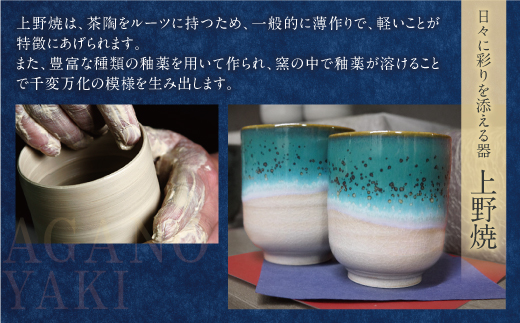 上野焼　緑釉ぐい呑(桐箱付き)