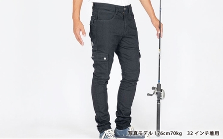 【THE BACK WATER】撥水ストレッチデニム釣り・アウトドアブラックカーゴパンツ　BW-403VMBB(34インチ)【ストレッチデニム ストレッチ デニム アウトドア ズボン ジーンズ 衣類 ファッション お洒落 岡山県 倉敷市 おすすめ 人気】