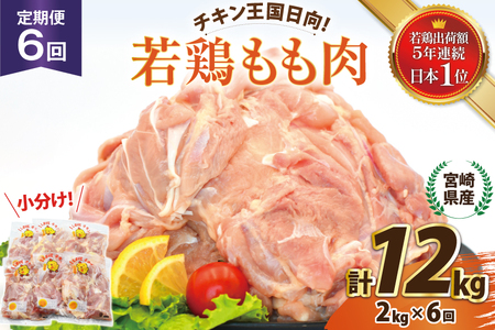 鶏肉 6回 定期便 宮崎県産 若鶏 もも 2kg [エム・ティ・シー 宮崎県 日向市 452061368]