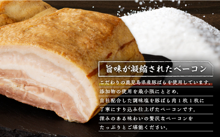 無塩せき乾塩ベーコンブロック　計約2kg　K161-020_02 惣菜 総菜 肉 豚 ベーコン 乾塩せき 発色剤不使用 原形 スモーク 薩摩ハム ふるさと納税 鹿児島 おすすめ ランキング プレゼント