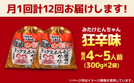 【12回定期便】 「元祖みたけとんちゃん」 狂辛 味噌漬け ミックスホルモン 2袋 / モツ もつ 白もつ ホルモン 辛口 / 御嵩町 / 藤よし[AVAA066]